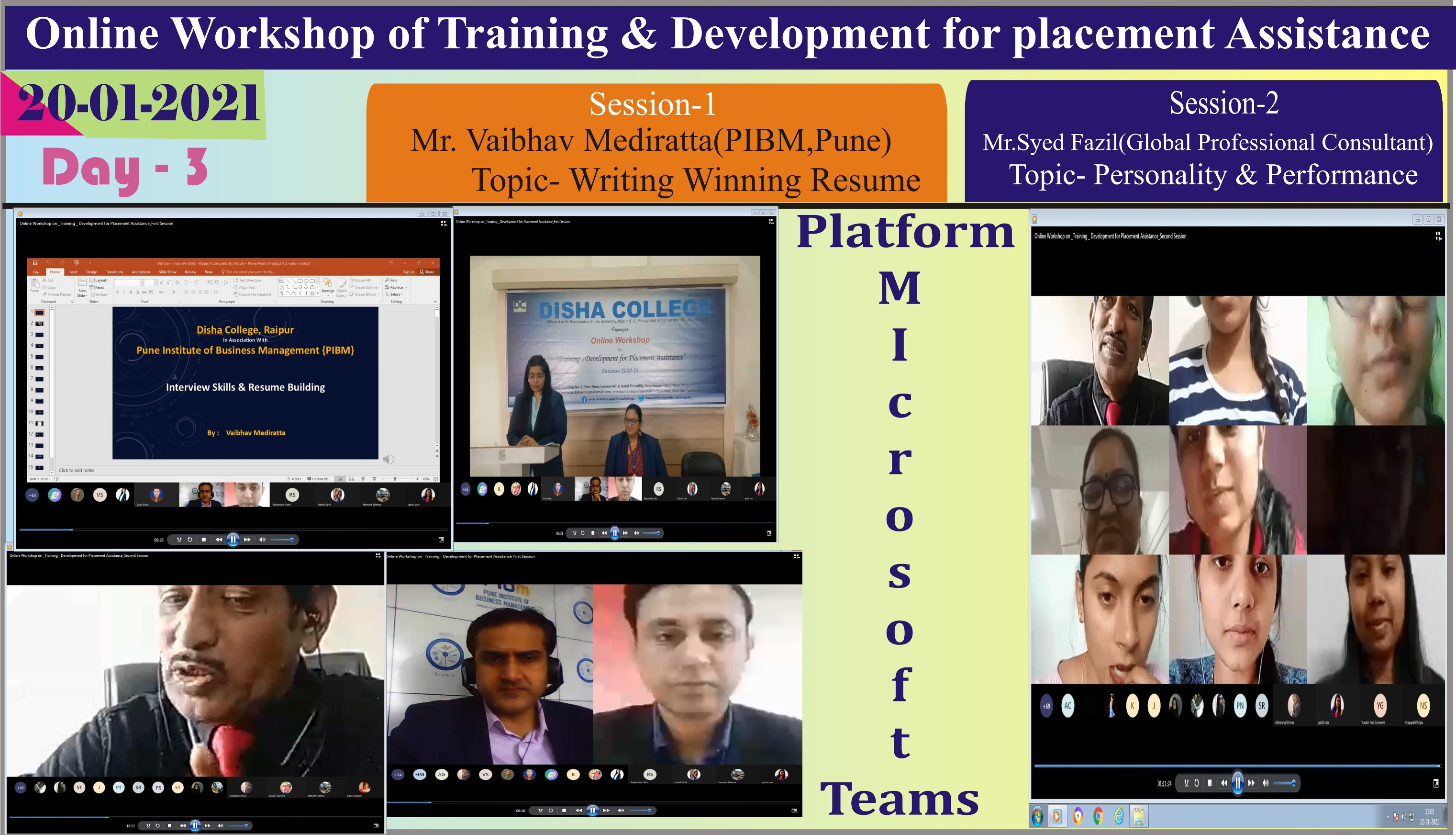 Online Workshop of Training & Development for Placement Assistance Program Day-3